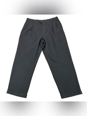 VTG Burberrys Super 100’s Wool Dress Pants Gray Cuffed Pleated Men’s 36 x 26.5